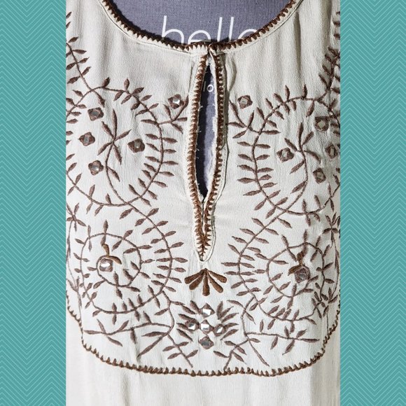 Beautiful Stories Ivory Boho Embroidered Peplum Blouse - Picture 2 of 5